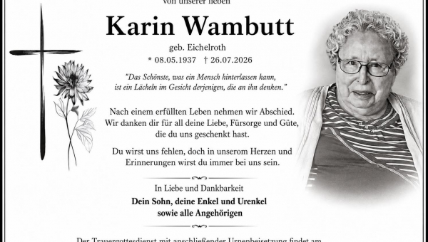 Todesanzeige, Karin Wambutt